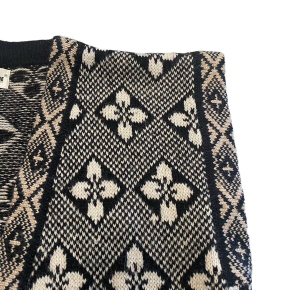 Vintage Alpaca Line Sweater Vest Open Front Black Off White Womens Peru ?SIZE - Picture 7 of 10